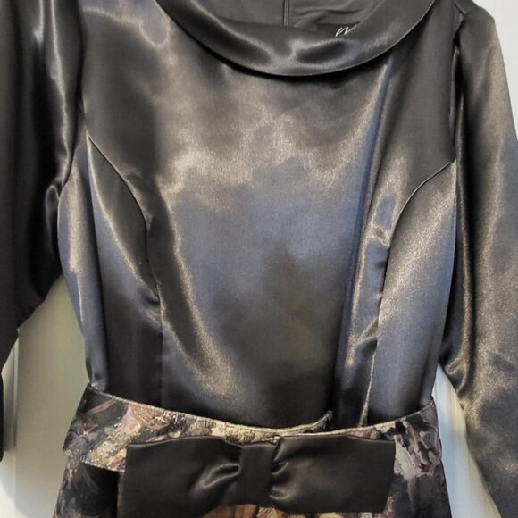 NWOT Midnight Velvet Rolled Collar Jacquard Cocktail Dress - Picture 4 of 5